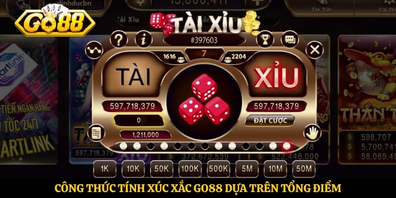 Công thức tính xúc xắc Go88 dựa trên tổng điểm
